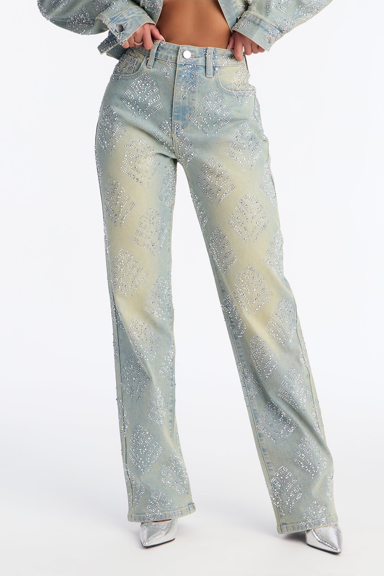 Star Quality Embellished Stretch Jeans - Vintage Wash