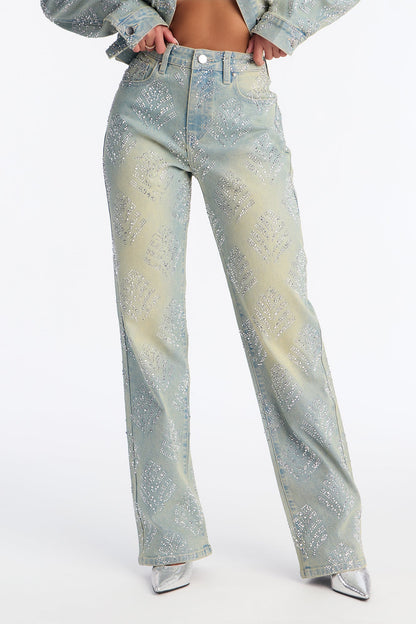 Star Quality Embellished Stretch Jeans - Vintage Wash