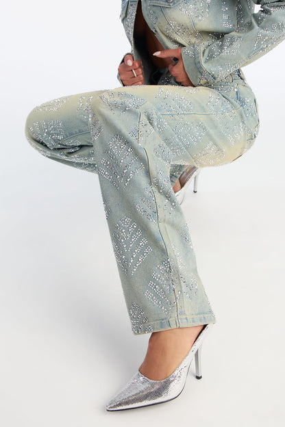 Star Quality Embellished Stretch Jeans - Vintage Wash