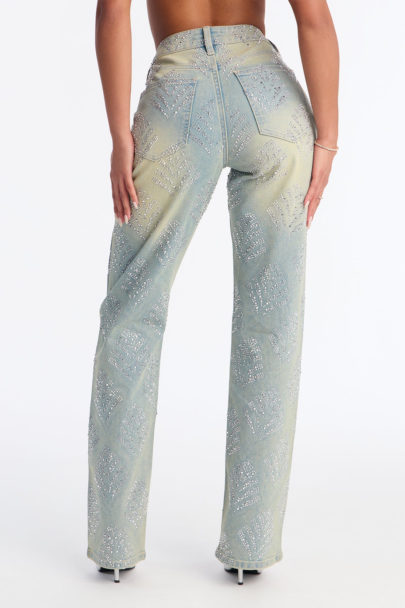 Star Quality Embellished Stretch Jeans - Vintage Wash