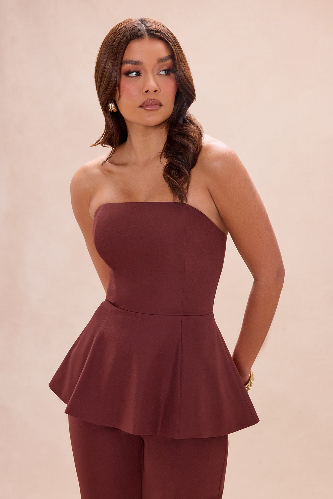 Sweet Escape Peplum Pant Set - Chocolate