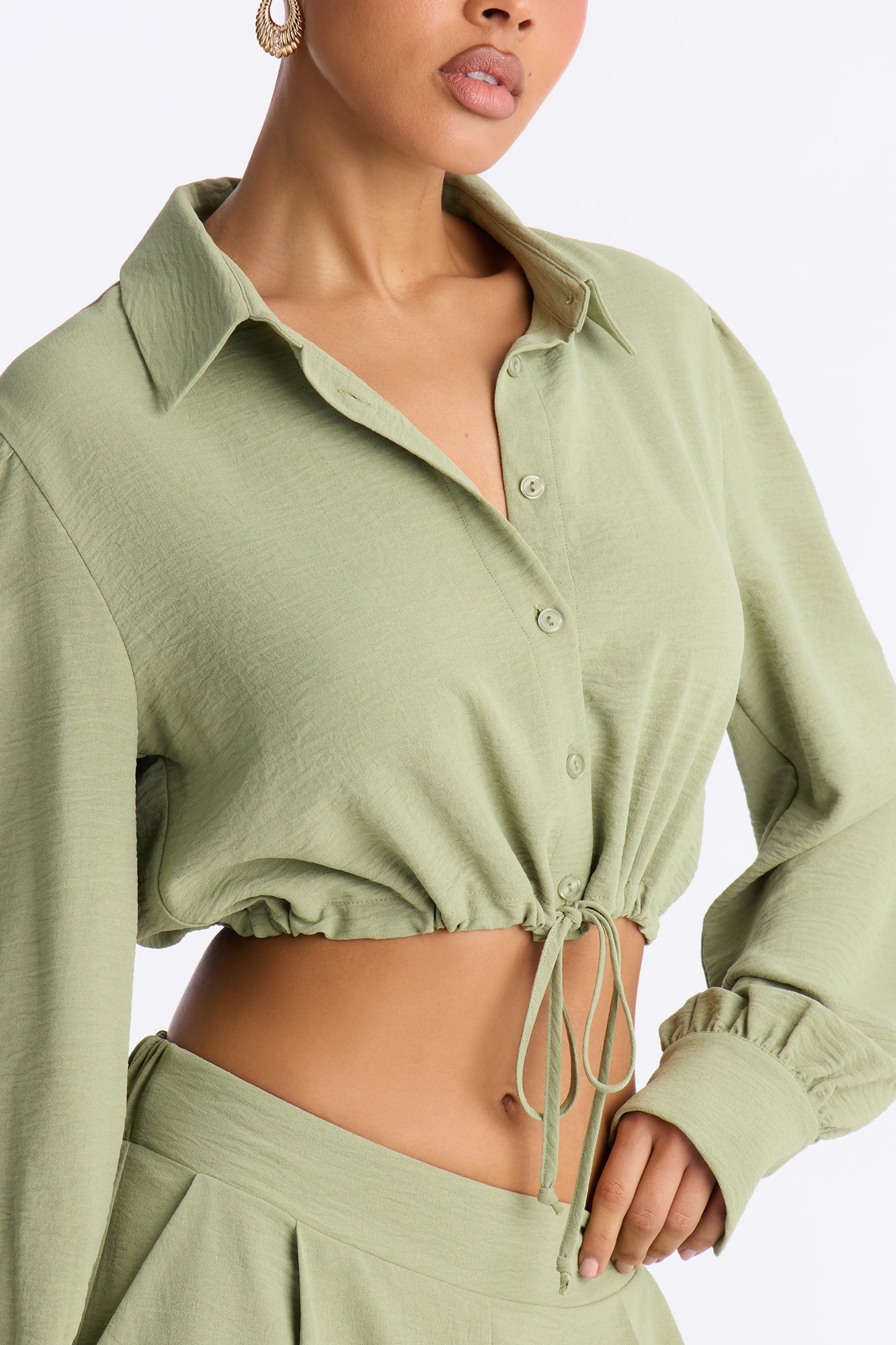 Katya Collar Pant Set - Sage