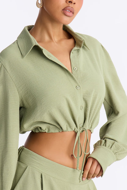 Katya Collar Pant Set - Sage