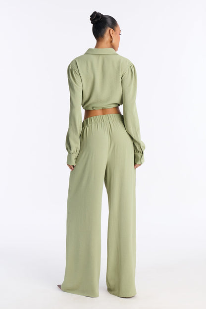 Katya Collar Pant Set - Sage