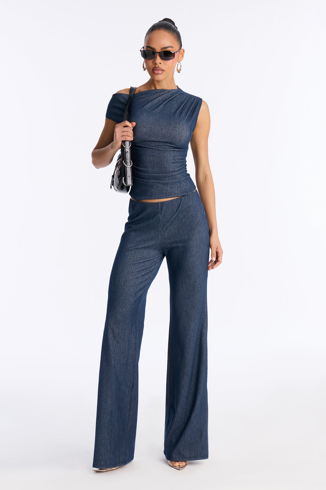 Leanne Asymmetrical Pant Set - Denim