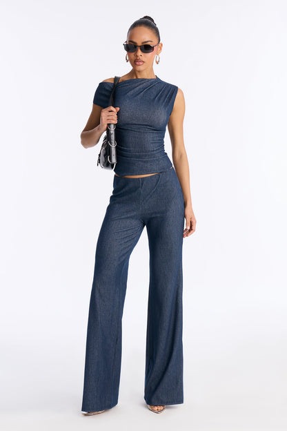 Leanne Asymmetrical Pant Set - Denim