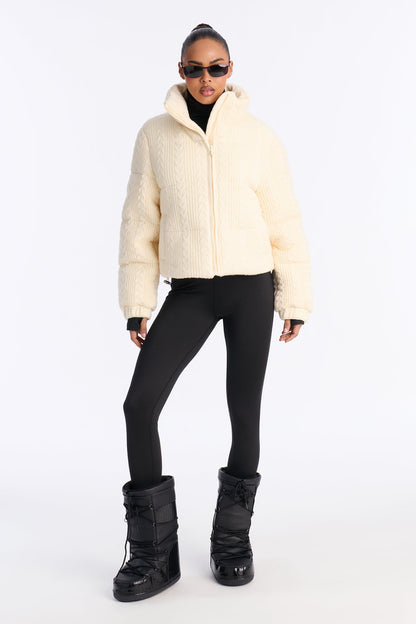 Aspen Vibes Cable Knit Puffer - Taupe