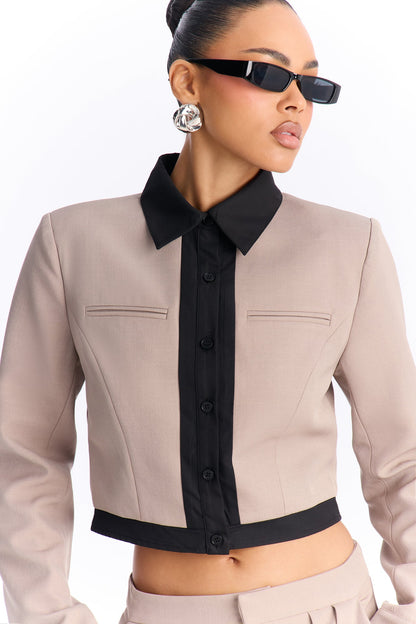 Modern Maven Blazer Pant Set - Stone