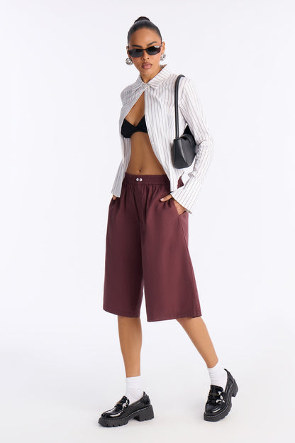 Easy Does It Twill Bermuda Short 16″ - Burgundy