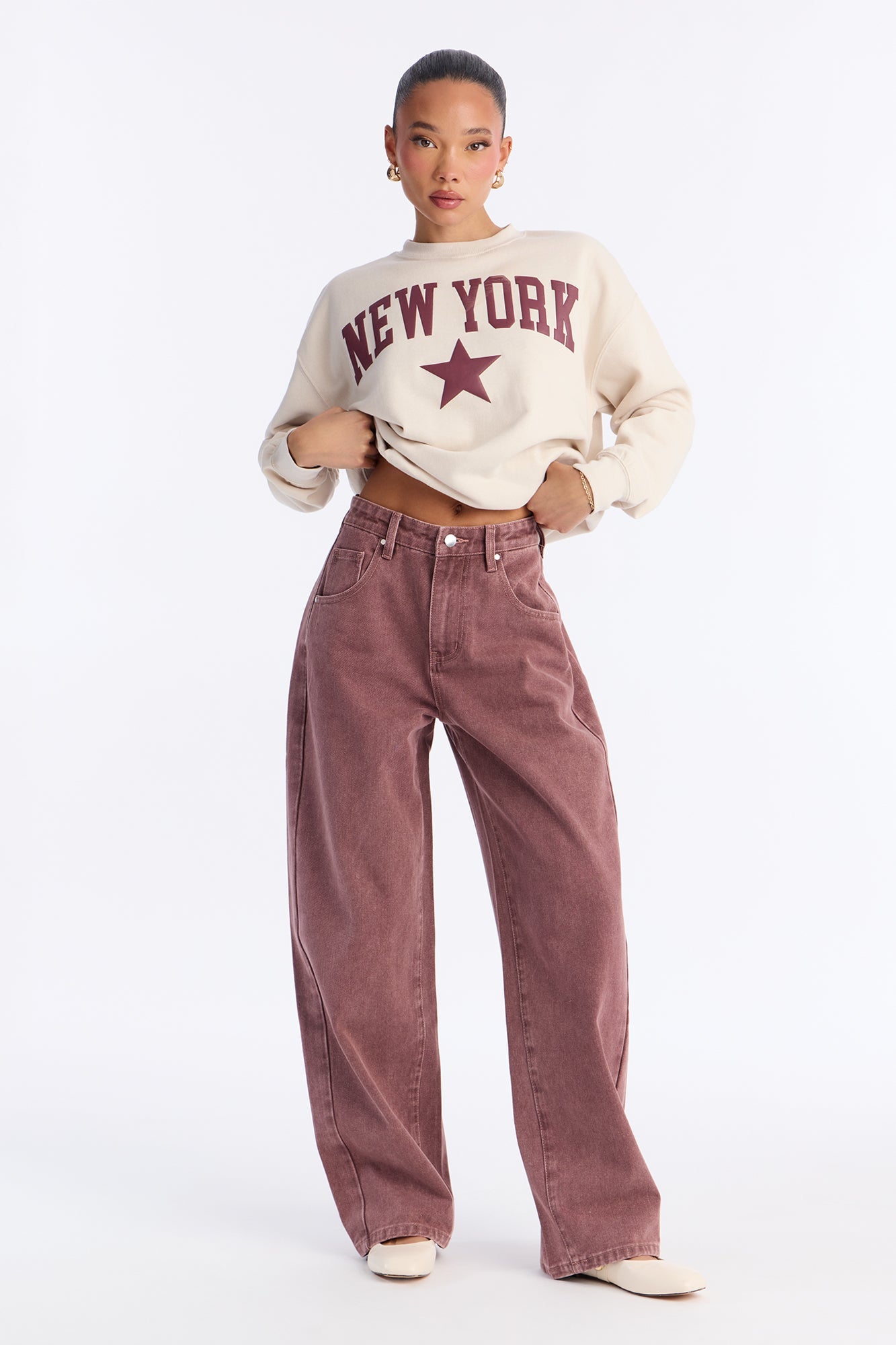Let Loose Barrel Leg Jeans - Mauve