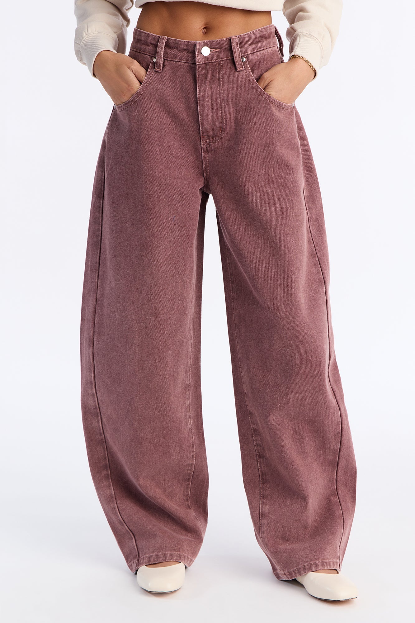 Let Loose Barrel Leg Jeans - Mauve