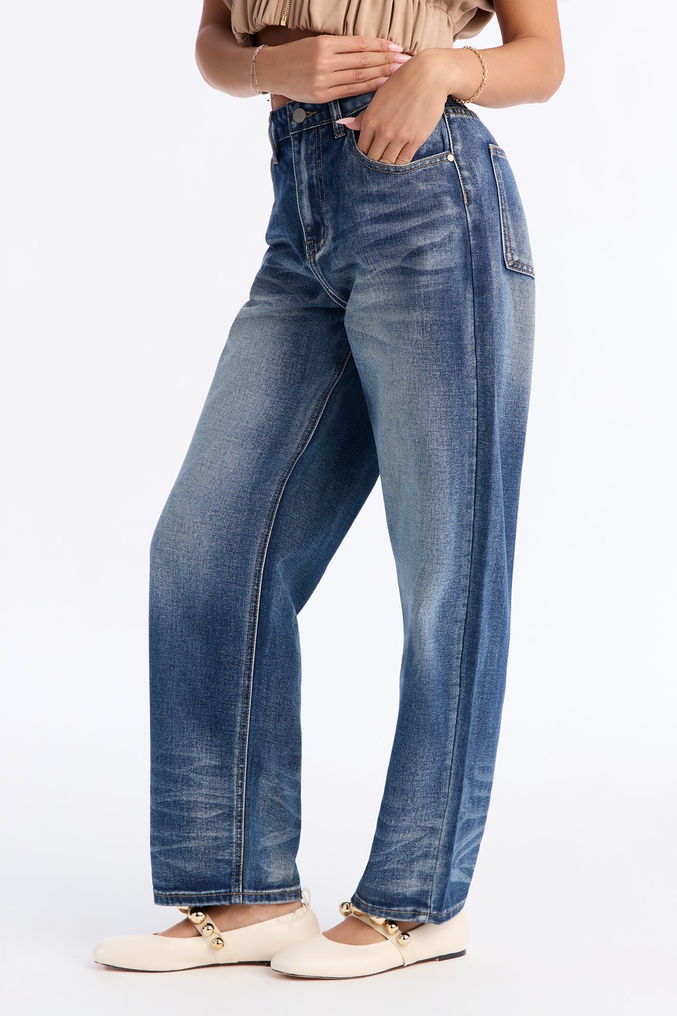 Avery Non Stretch Loose Jeans - Dark Wash