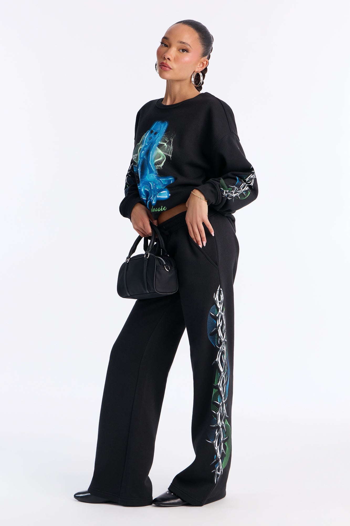 Bratz Collection Wide Leg Fleece Pant - Black