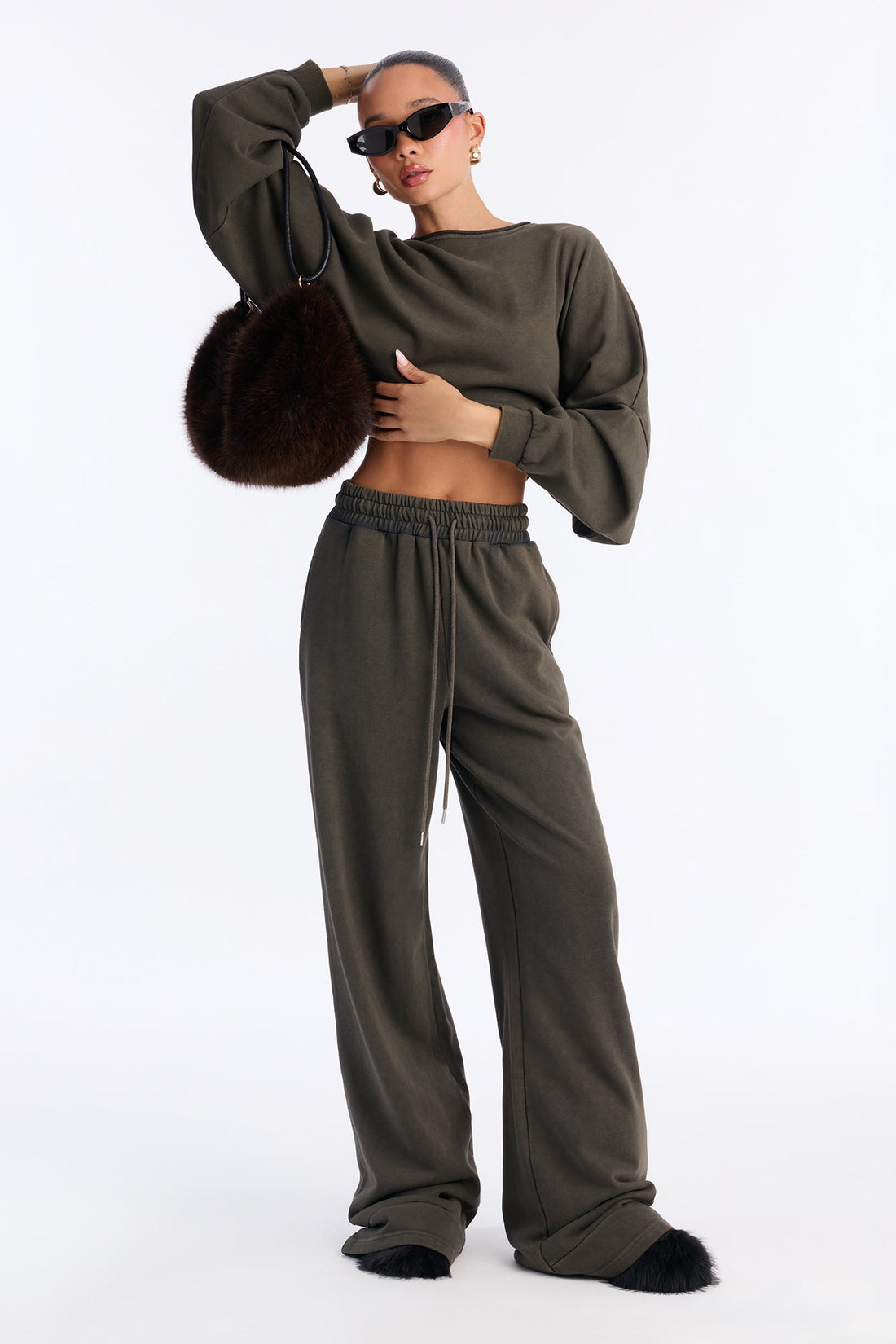 Everyday Vibe Washed Pant Set - Dark Olive