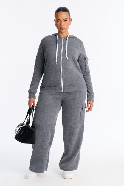 On the Run Cargo Fleece Pant Set - Grey