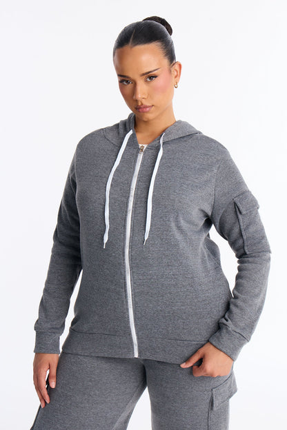 On the Run Cargo Fleece Pant Set - Grey