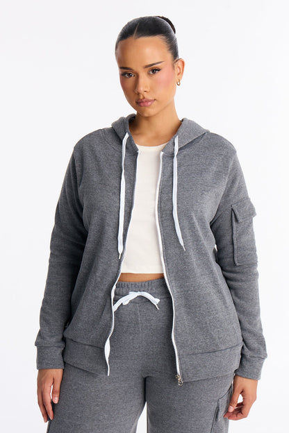 On the Run Cargo Fleece Pant Set - Grey