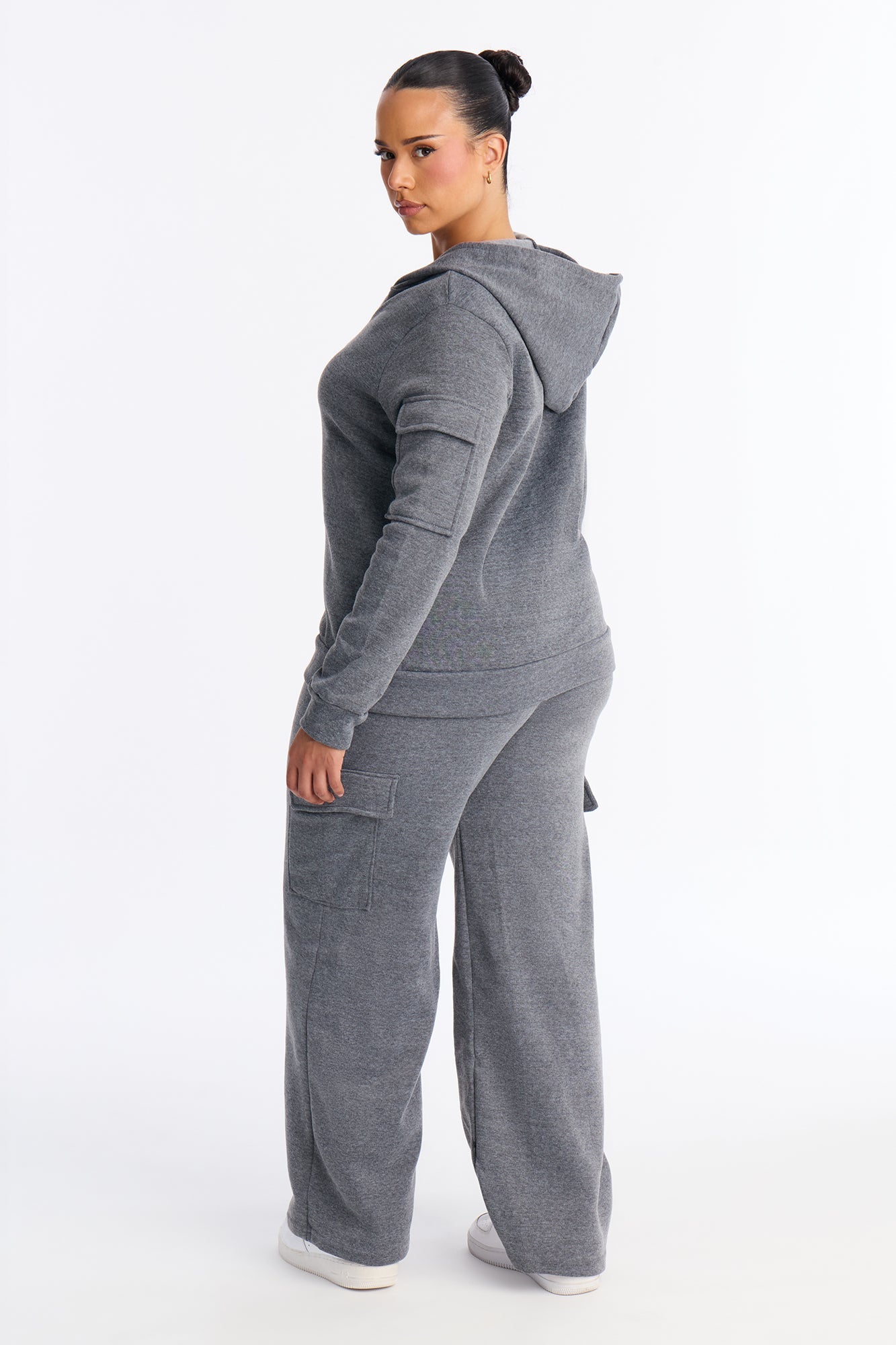 On the Run Cargo Fleece Pant Set - Grey