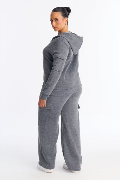 On the Run Cargo Fleece Pant Set - Grey