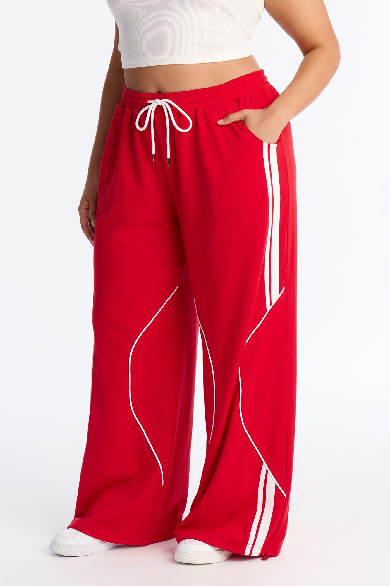 Jax Drawstring Wide Leg Pants 30″ - Red
