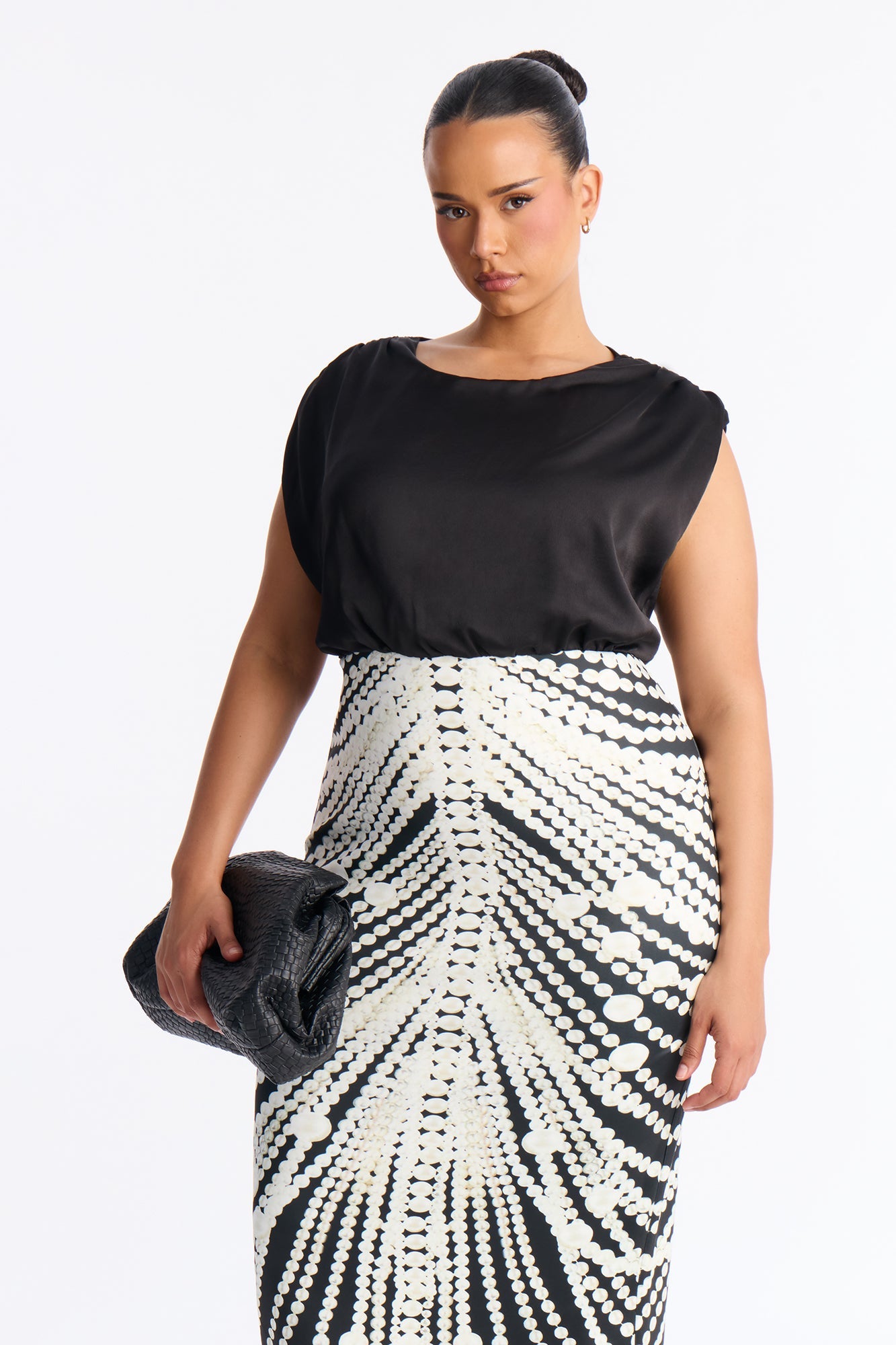 Cassandra Sleeveless Scuba Midi Dress - Black