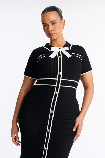 Zhadie Sweater Midi Dress - Black/White