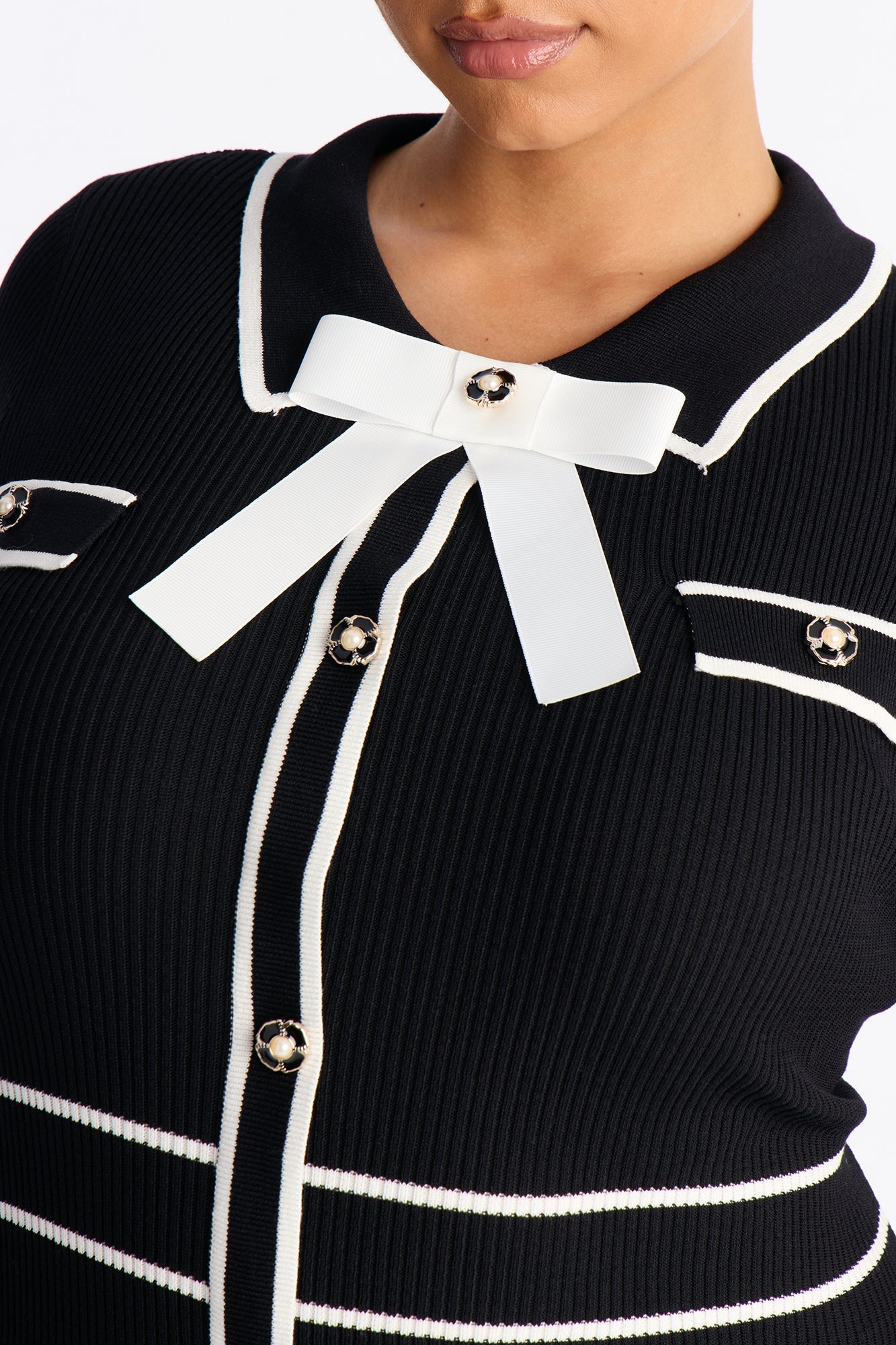 Zhadie Sweater Midi Dress - Black/White