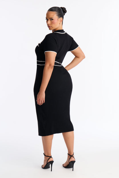 Zhadie Sweater Midi Dress - Black/White