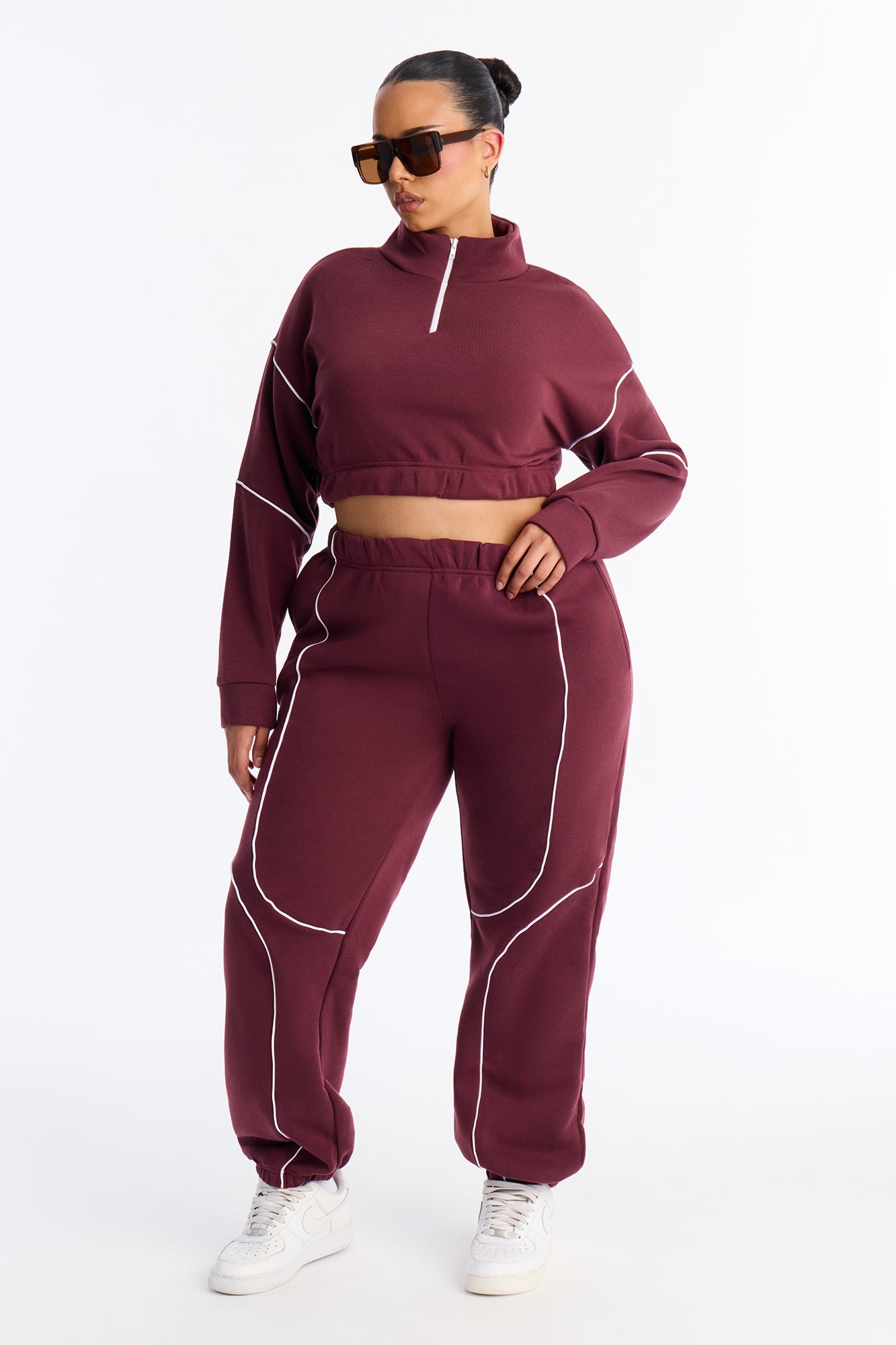 Weekend Chill Fleece Jogger Pant Set - Burgundy