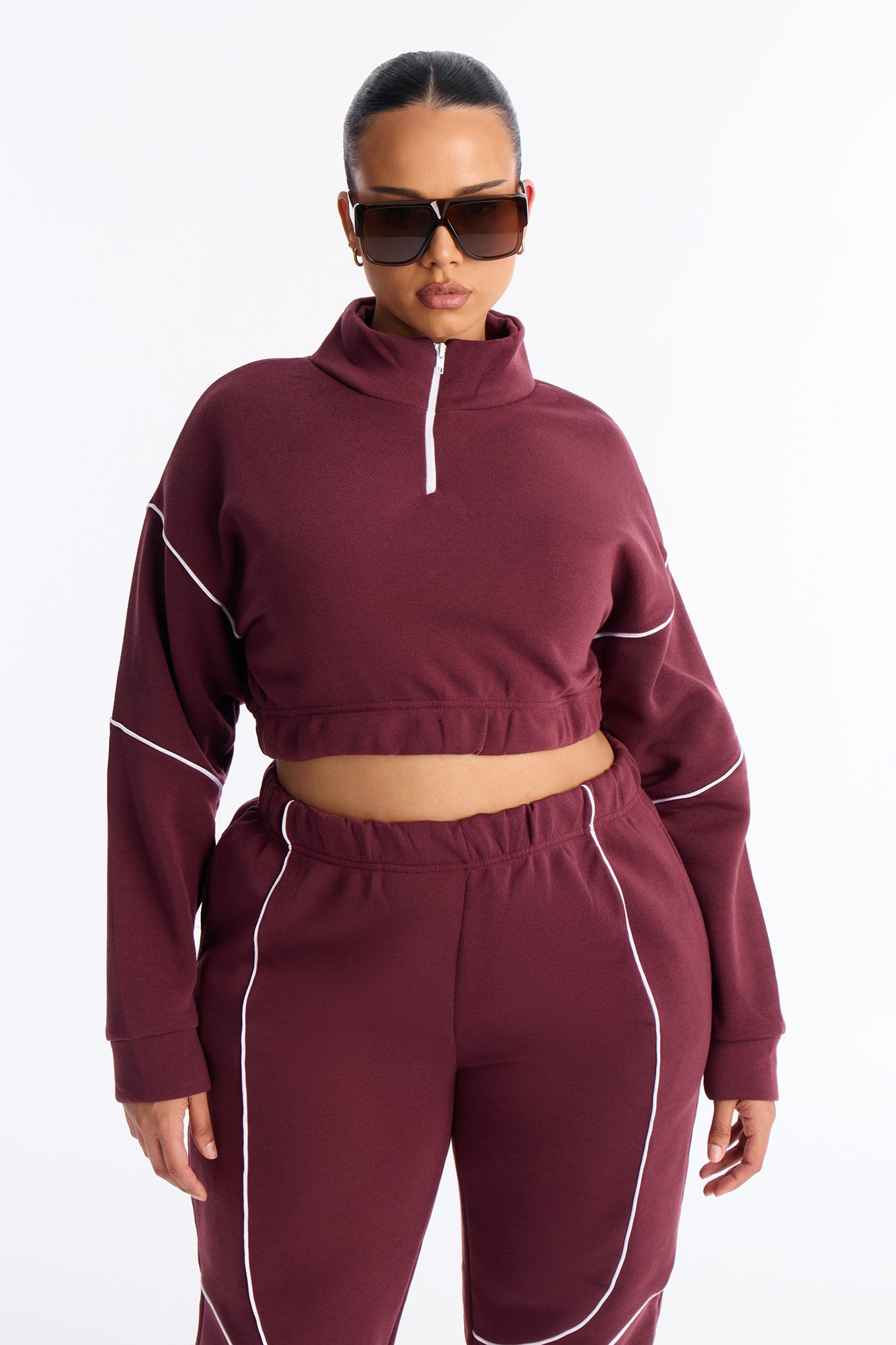 Weekend Chill Fleece Jogger Pant Set - Burgundy