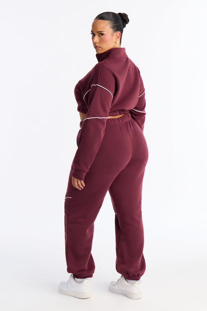 Weekend Chill Fleece Jogger Pant Set - Burgundy