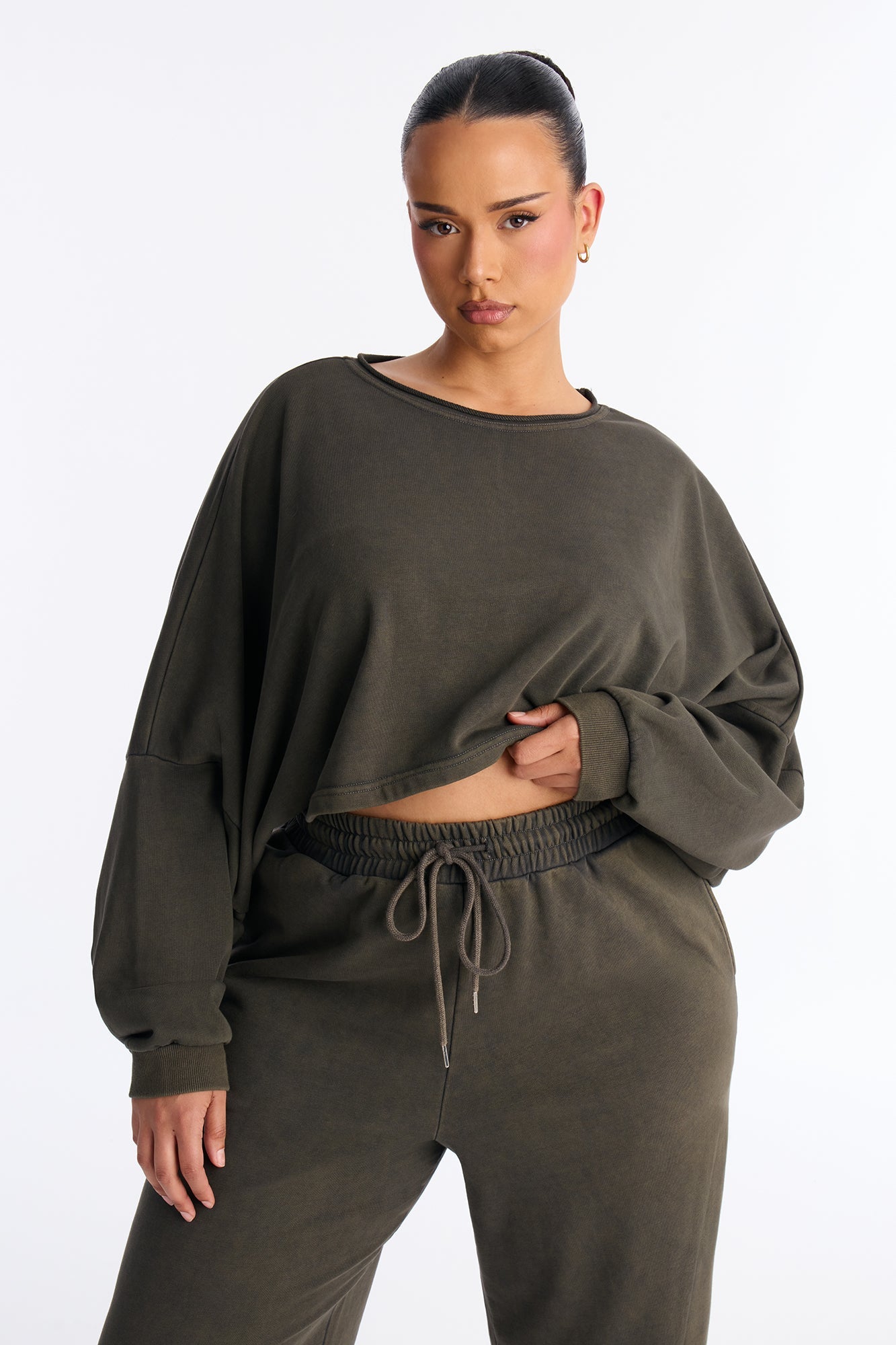 Everyday Vibe Washed Pant Set - Dark Olive