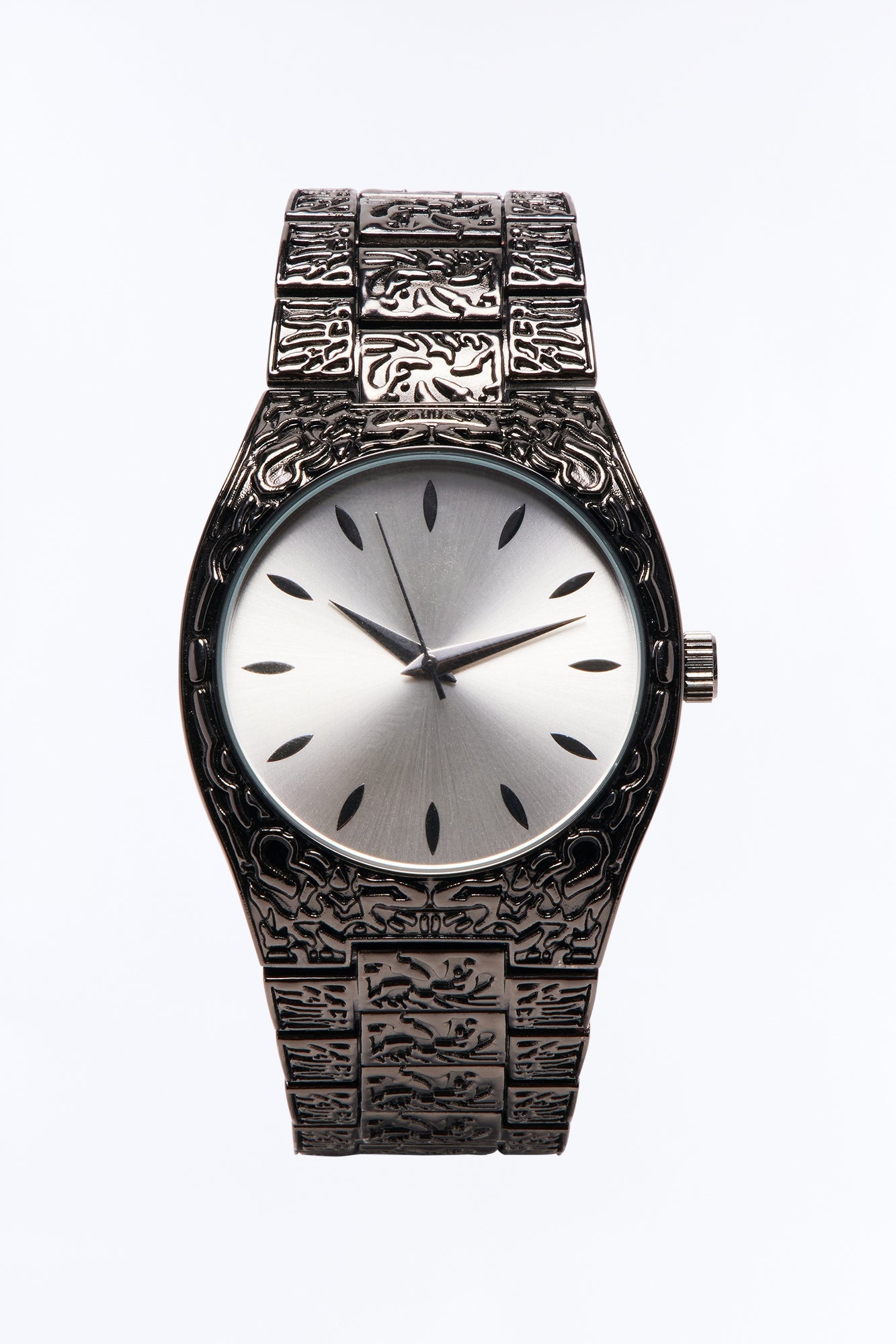Hourglass Textured Analogue Watch - Gunmetal
