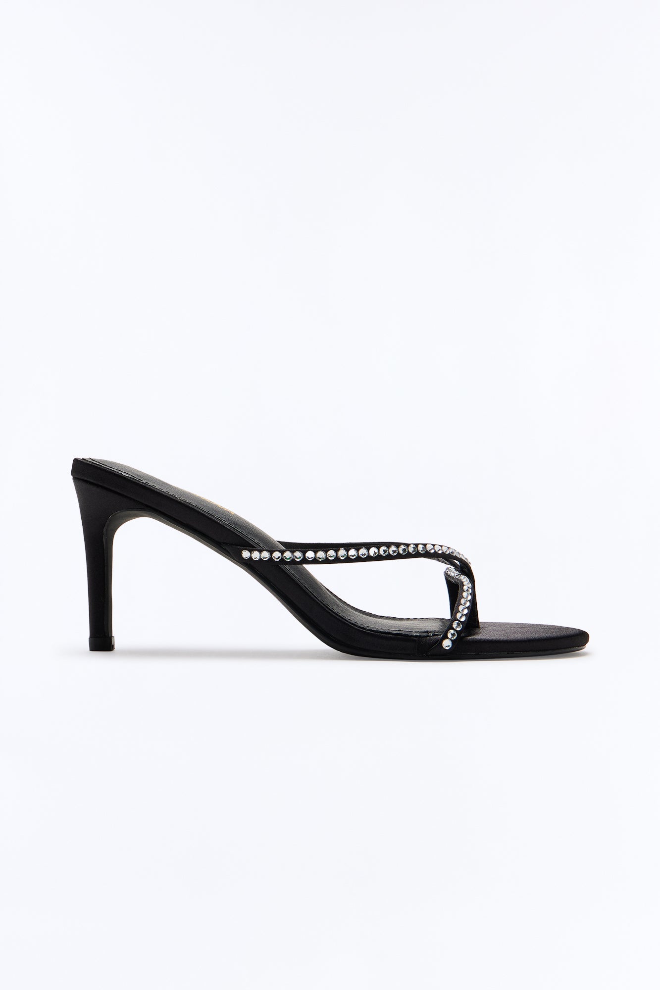 Event Details Rhinestone Thong Heels - Black