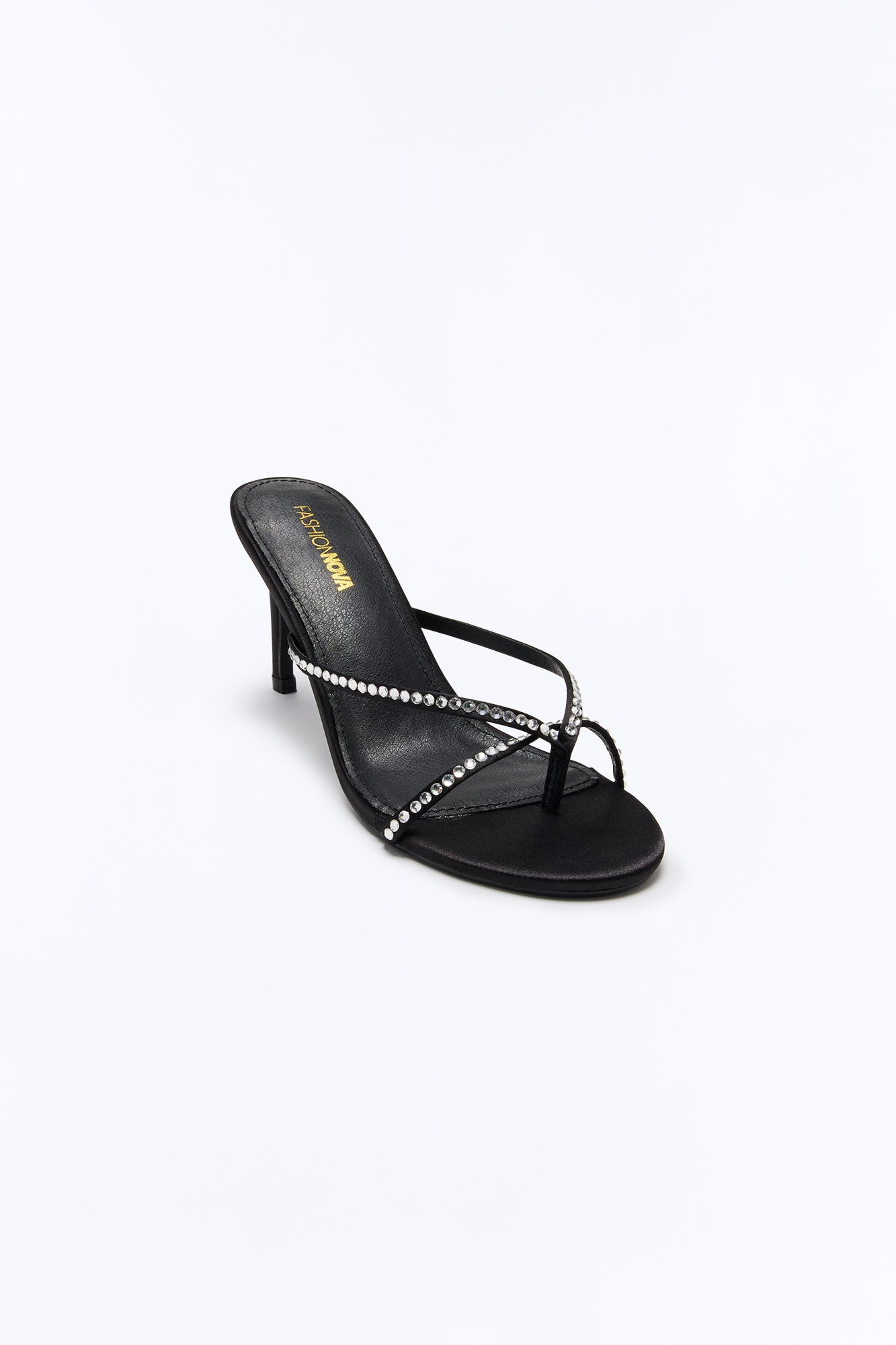 Event Details Rhinestone Thong Heels - Black