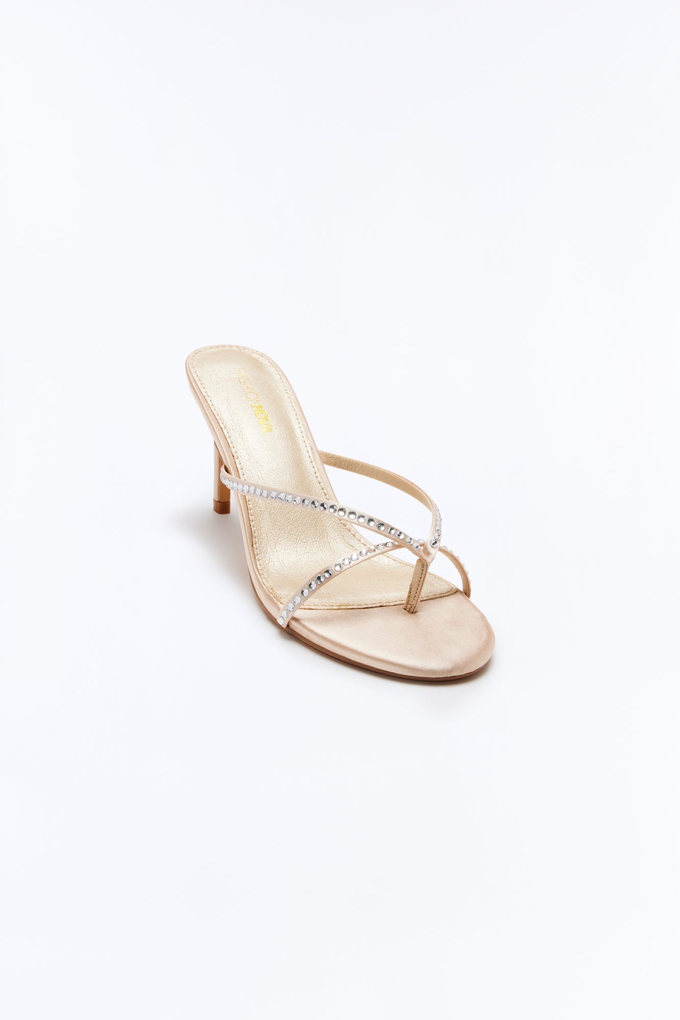 Event Details Rhinestone Thong Heels - Champagne