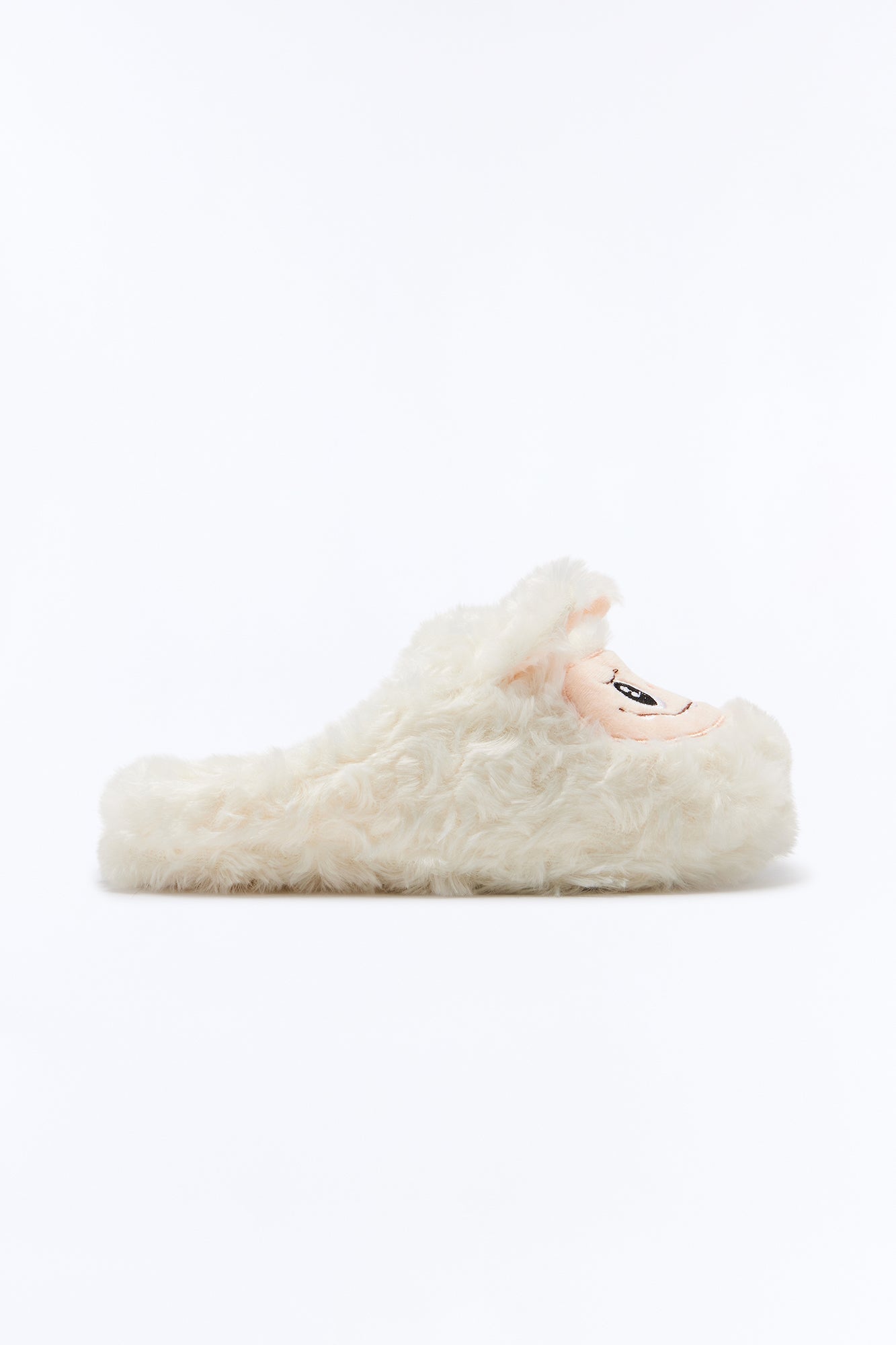 Plushy Faux Fur Slippers - Cream