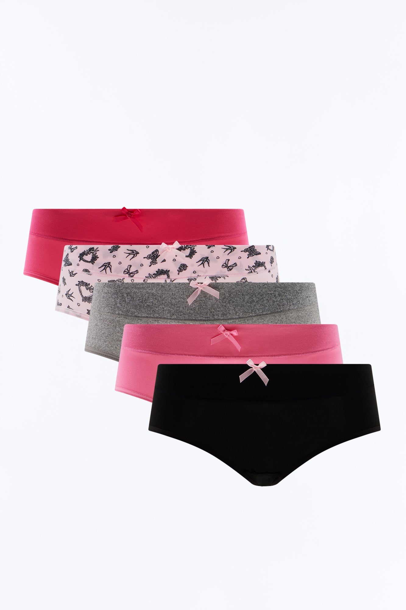 Sweet Love 5 Pack Microfiber Hipster Panties - Hot Pink/combo