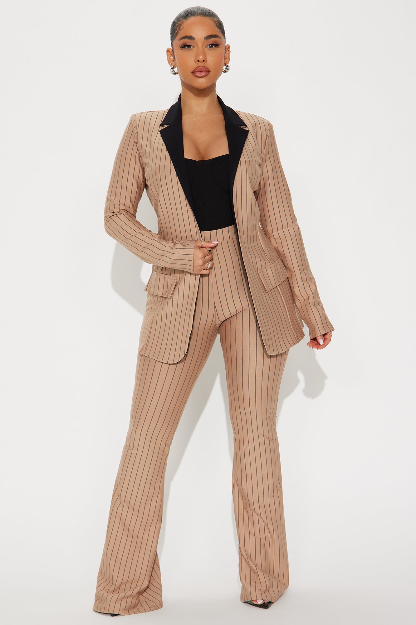 Nine To Thrive Blazer And Pant Set - Taupe