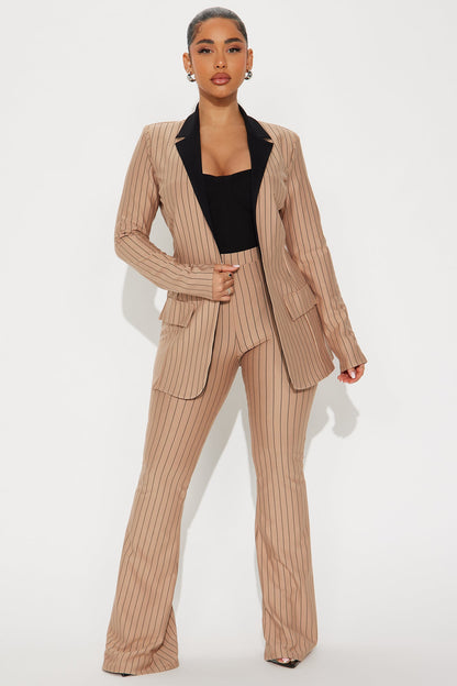 Nine To Thrive Blazer And Pant Set - Taupe