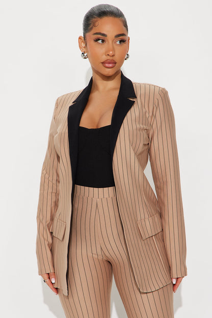 Nine To Thrive Blazer And Pant Set - Taupe