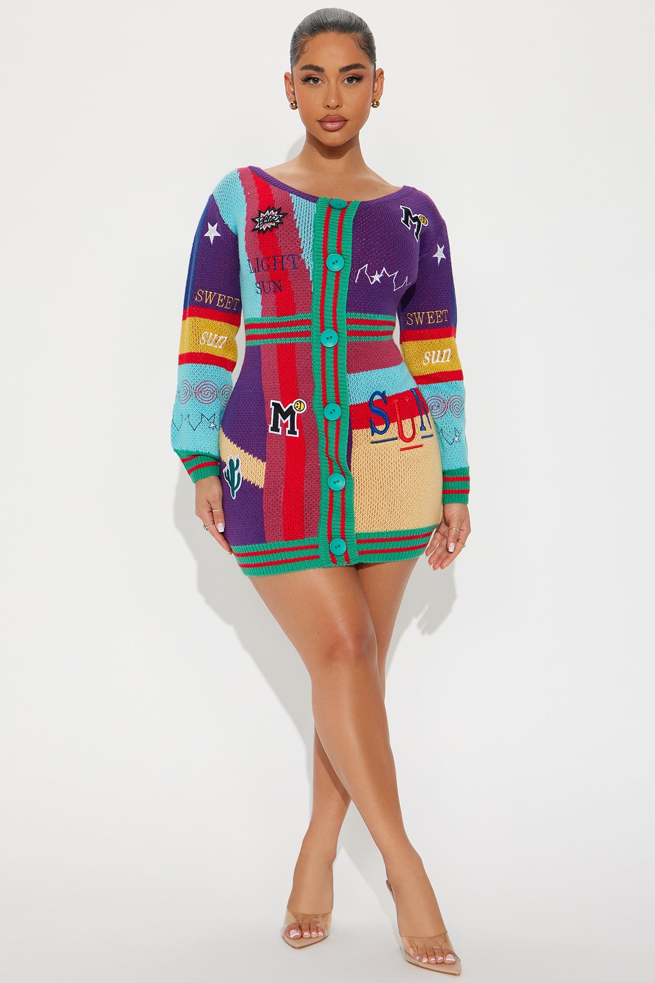 Wild West Sweater Mini Dress - Multi Color