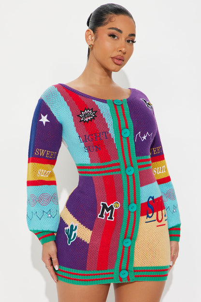 Wild West Sweater Mini Dress - Multi Color