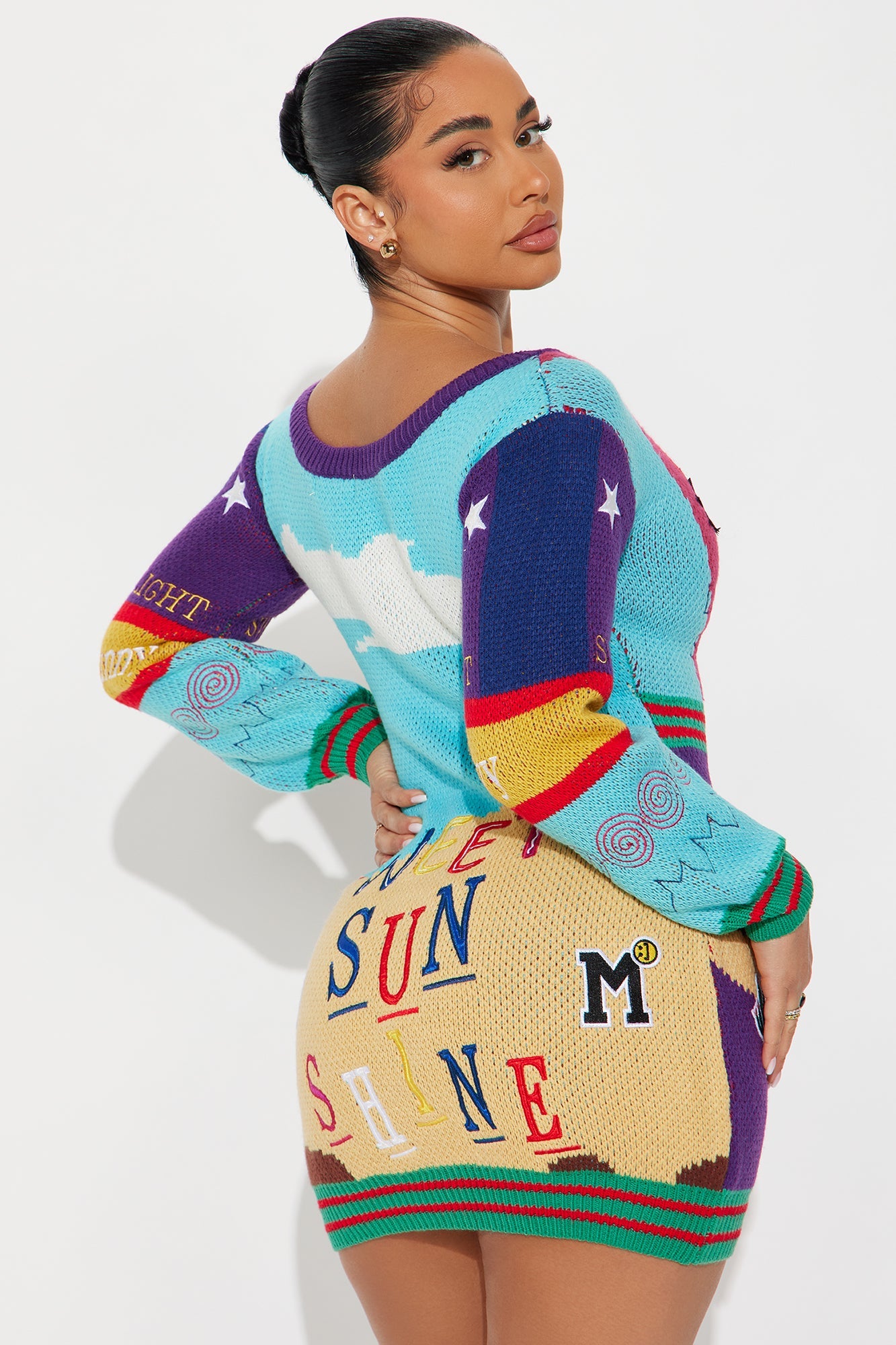 Wild West Sweater Mini Dress - Multi Color