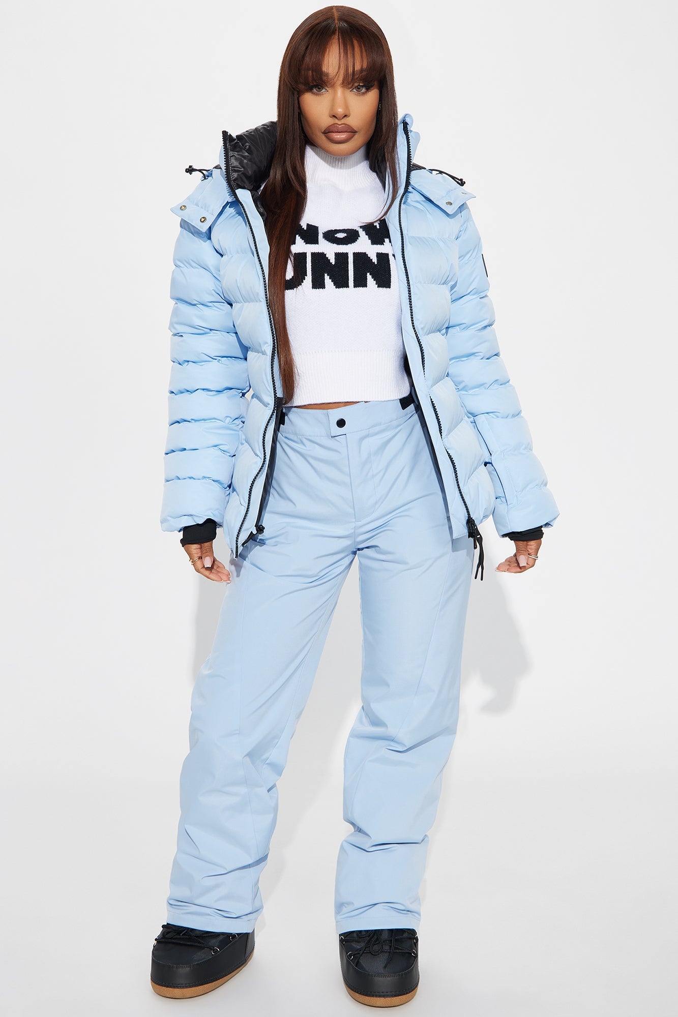 Grab My Skis Puffer Jacket - Light Blue