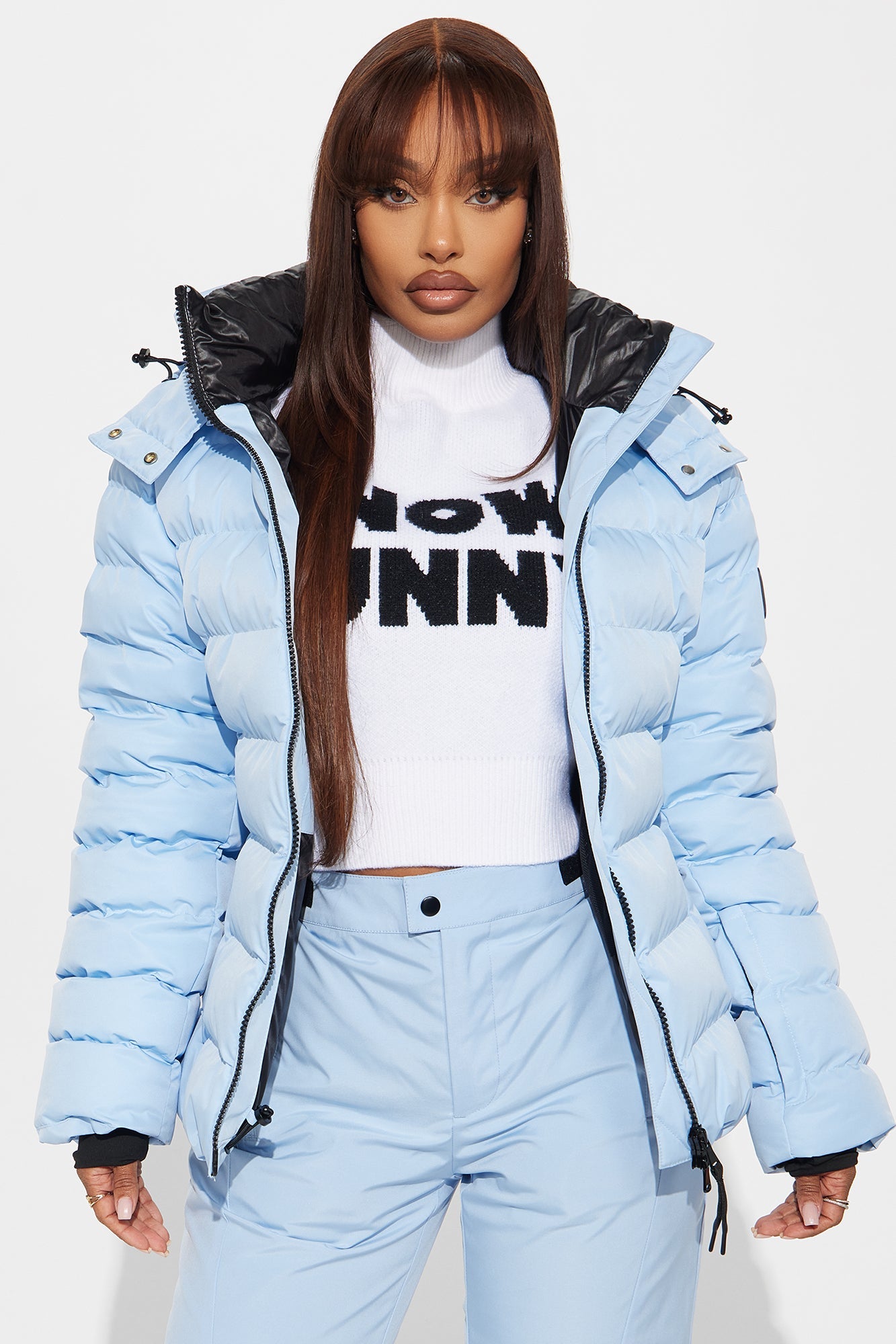 Grab My Skis Puffer Jacket - Light Blue