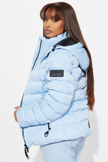 Grab My Skis Puffer Jacket - Light Blue