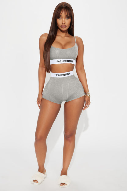FN Mood Cami And Boxer Set - Heather Grey