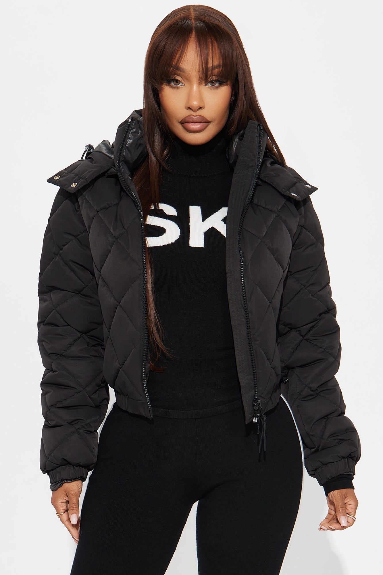 Snow Days Quilted Puffer Jacket - Black
