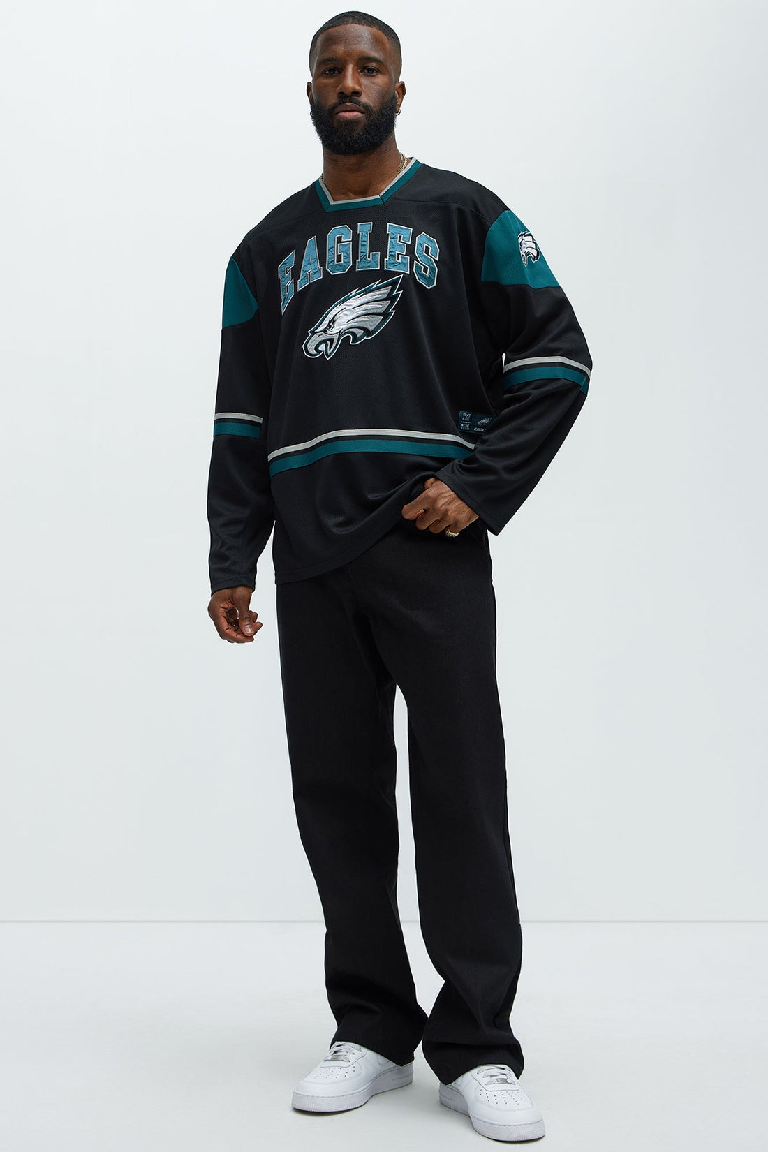 Eagles Hat Trick Hockey Top - Black/Green